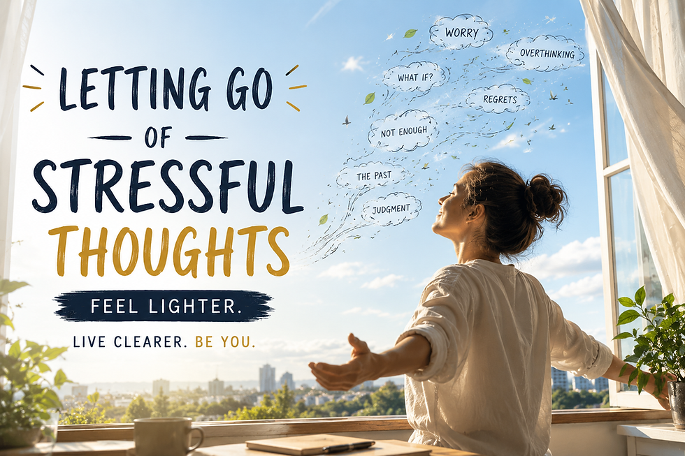 person feeling lighter after letting go of stressful thoughts