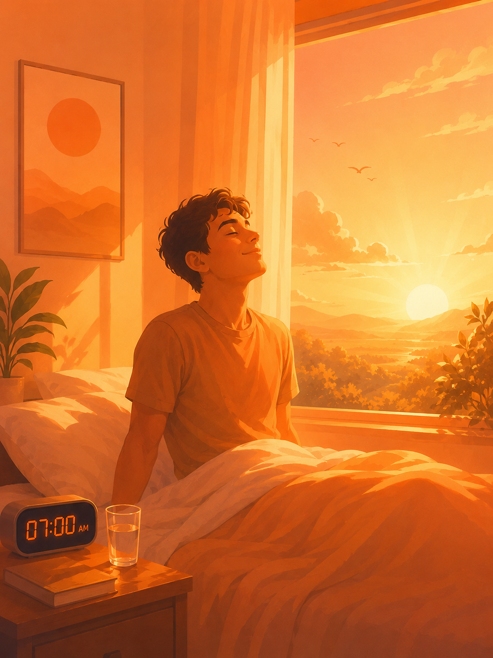 soft morning light, the calm of a mind that finally rested
