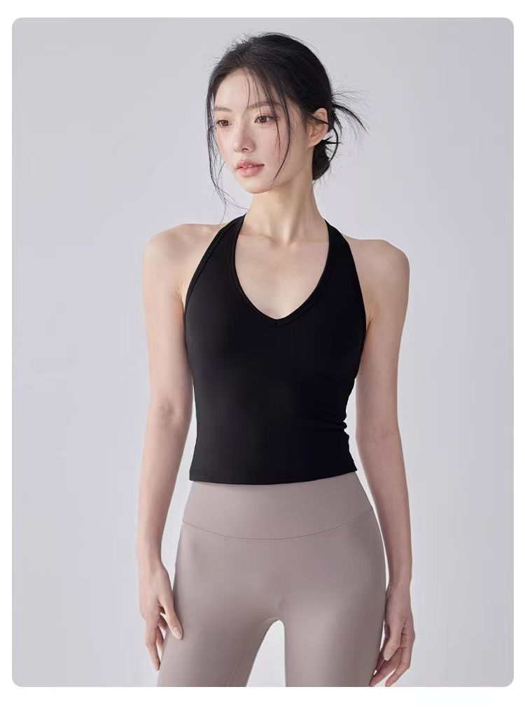 Miniatura: Fitness Vest T-shaped Backless Gathering Fitness Gym Running Shock-proof and Qui
