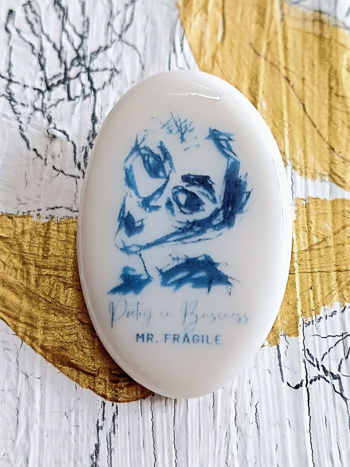 "Mr. Fragile" Porcelain Brooch