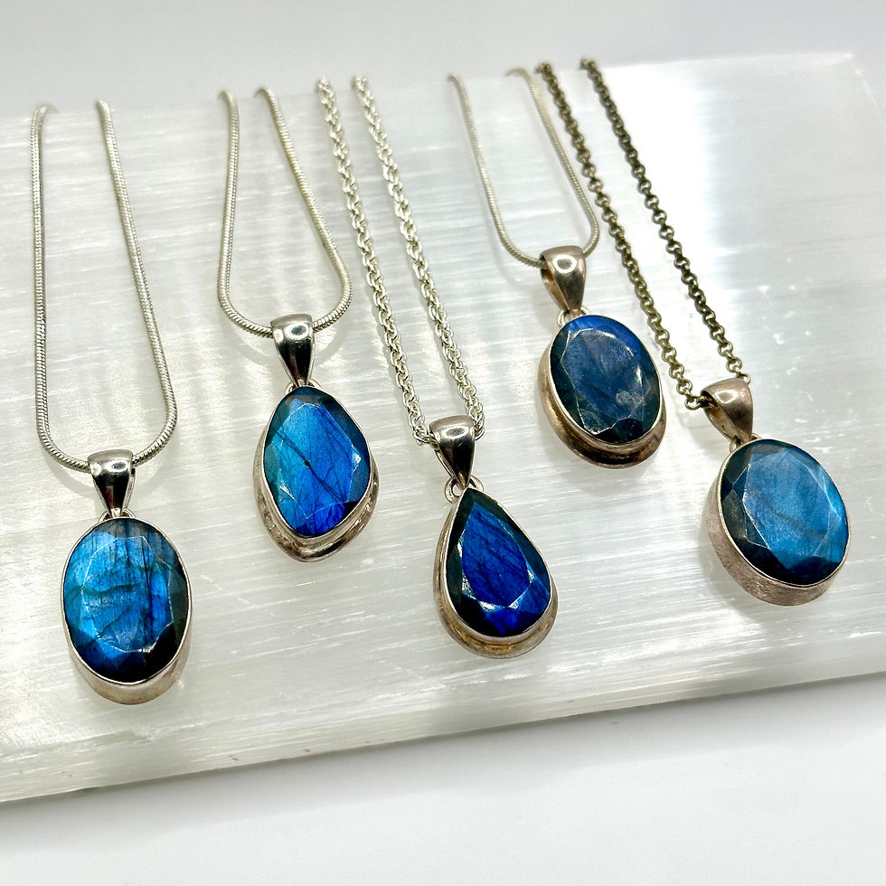Thumbnail: Faceted Peacock Blue Labradorite Pendant
