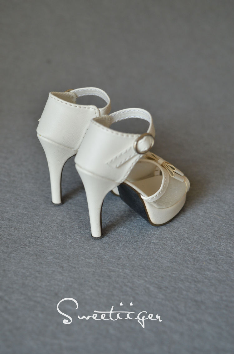 Thumbnail: 1/3 BJD shoes white lace toe high-heeled sandals