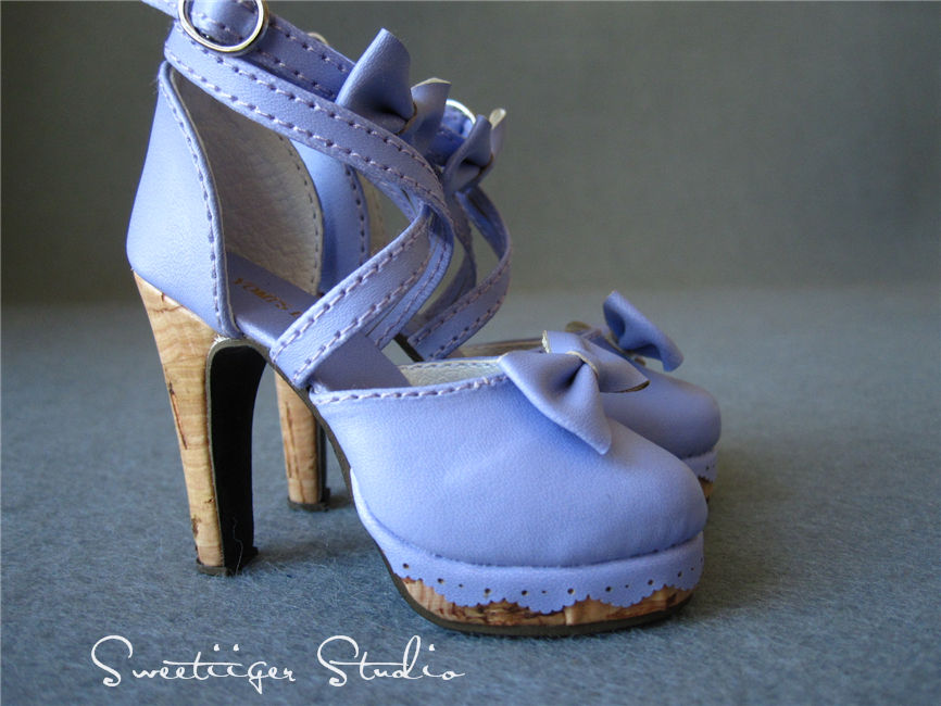 Thumbnail: 1/3 BJD shoes elegant purple Lolita cross heels