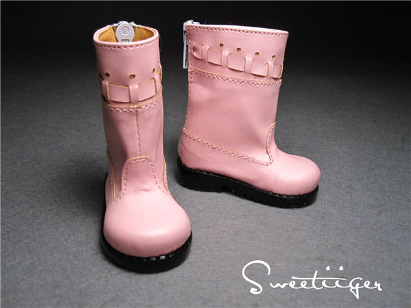 Thumbnail: 1/4 BJD shoes pink strip boots