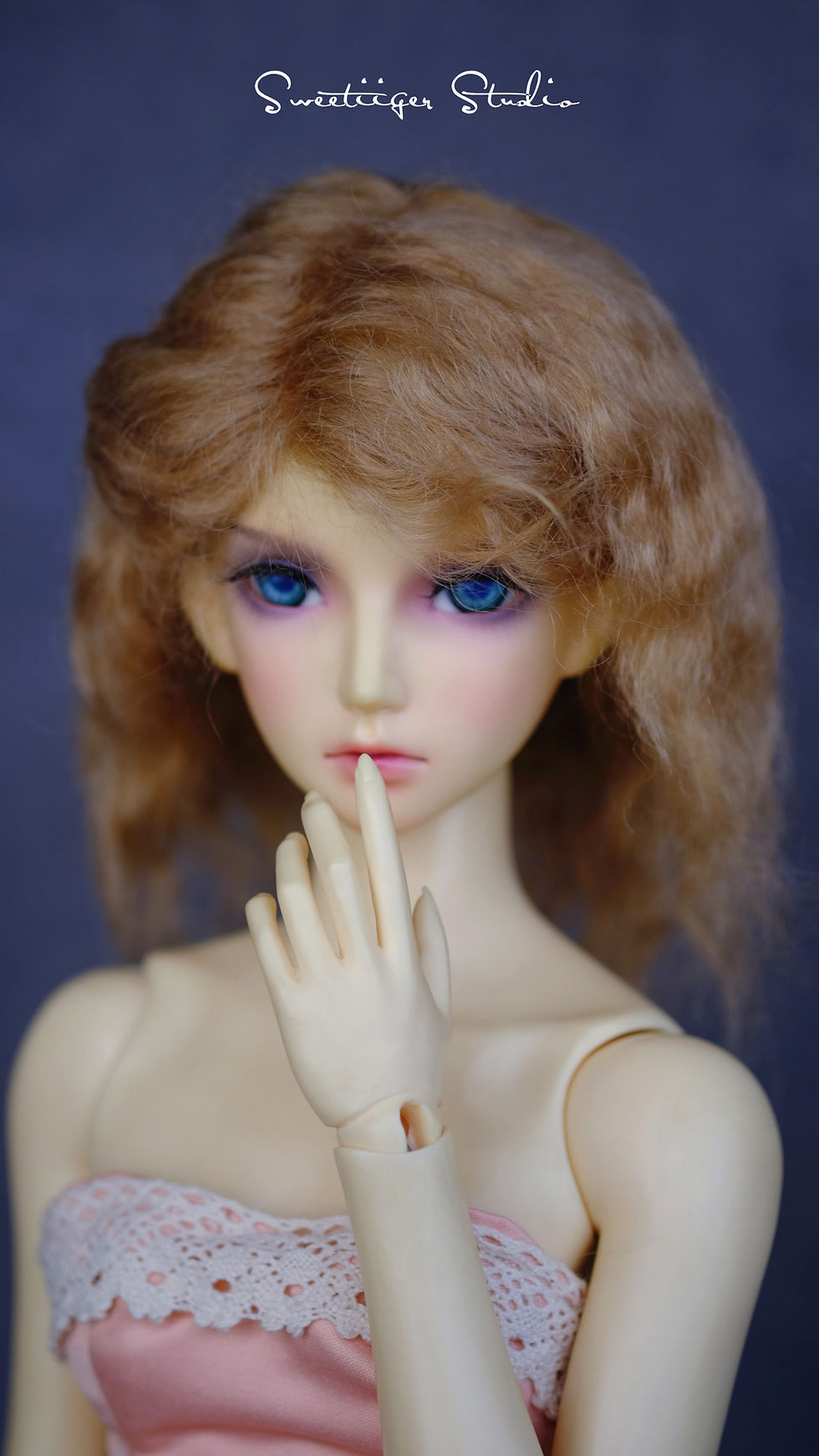 Thumbnail: Natural-Mohair 8-9" BJD Doll wig