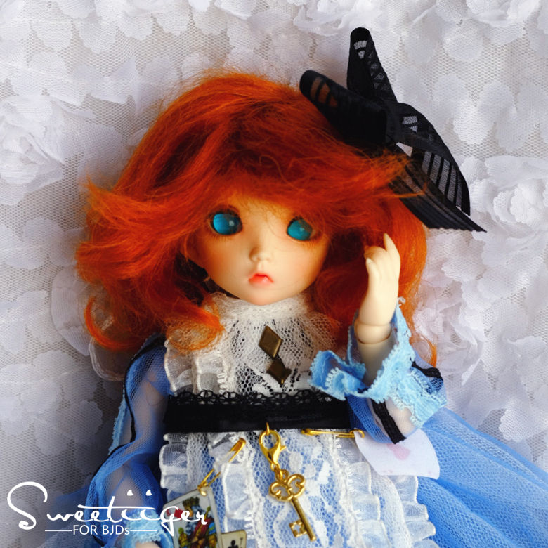 Thumbnail: Natural-Mohair 6-7" 7-8" 8-9" Doll wig [carrot red]