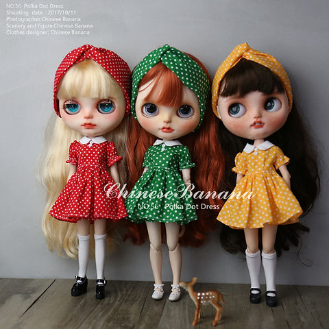 Blythe Pullip Chic sweet Wave point dress + hairband 2 set 