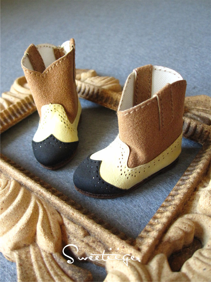Thumbnail: 1/6 BJD cute triple color cowboy boots