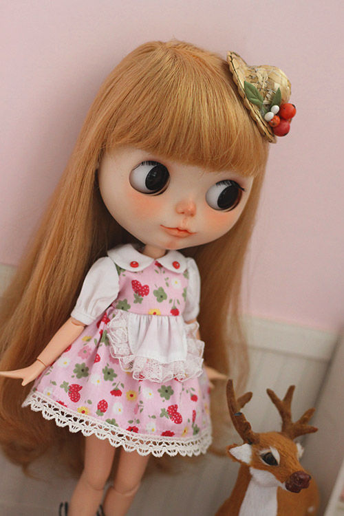 Thumbnail: Blythe/Pullip sweet strawberry dress [pink]
