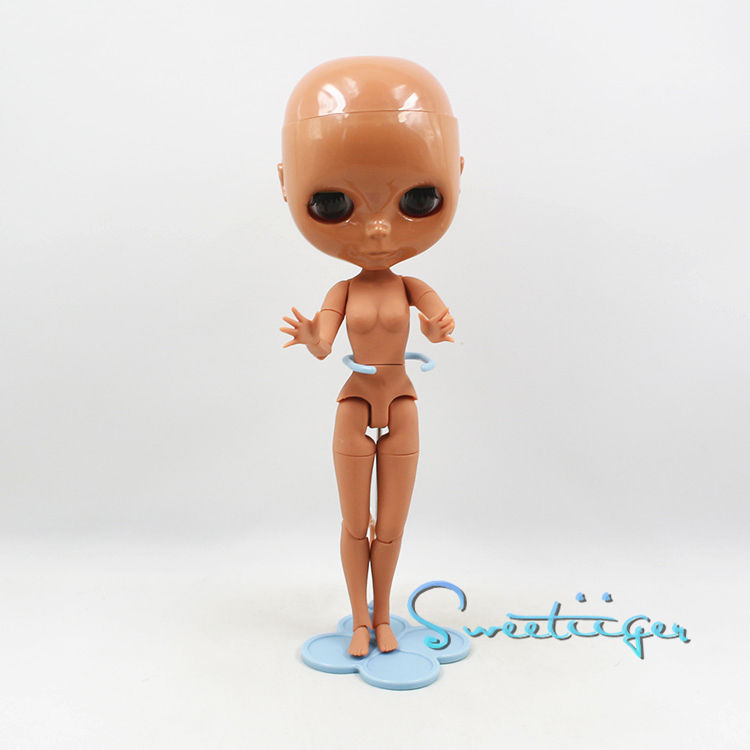 Thumbnail: 12"Blythe no make up face head +Sweetiiger body dark tan black skin