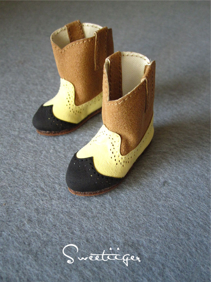 Thumbnail: 1/6 BJD cute triple color cowboy boots