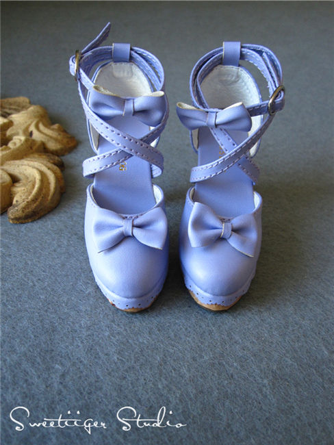 Thumbnail: 1/3 BJD shoes elegant purple Lolita cross heels