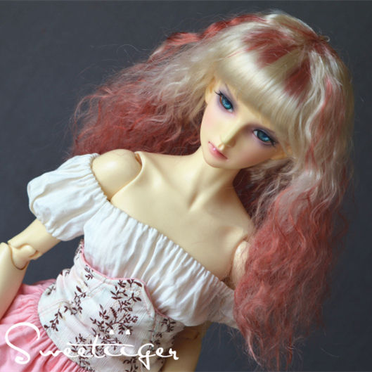 Thumbnail: hand dyeing Manmade-Mohair 8-9" Doll wig