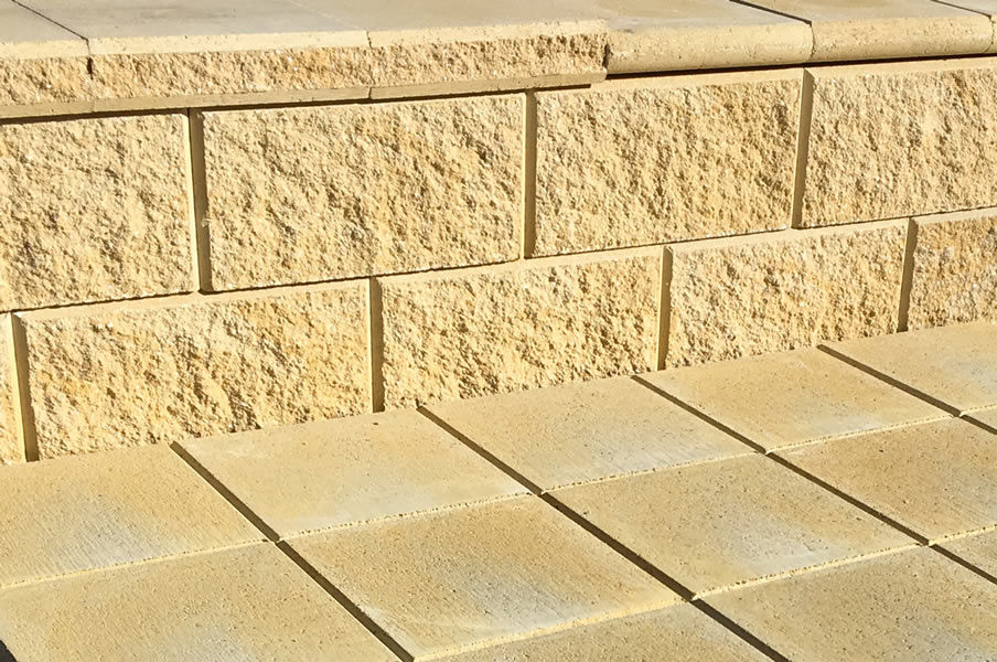 Retaining wall plus paving