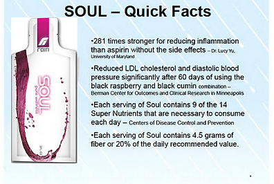 Each serving of SOUL contains 9 of the 14 super Nutrients that are necessary to consume each day.
