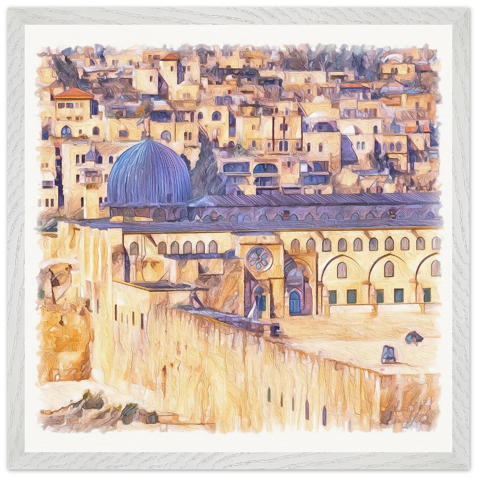 Thumbnail: Jerusalem cityscape featuring Al-Aqsa Mosque in textured Islamic art print
