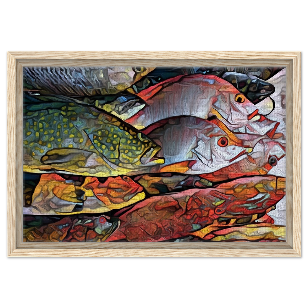Thumbnail: Tropical marine life wall decor with expressive colors and close-up fish details - fish wall art
