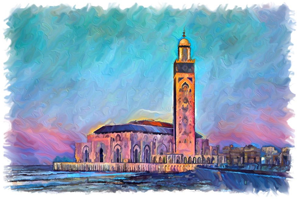 Thumbnail: Hassan II Mosque in Casablanca at sunset, with vibrant sky and ocean reflections – Moroccan Islamic architecture wall art