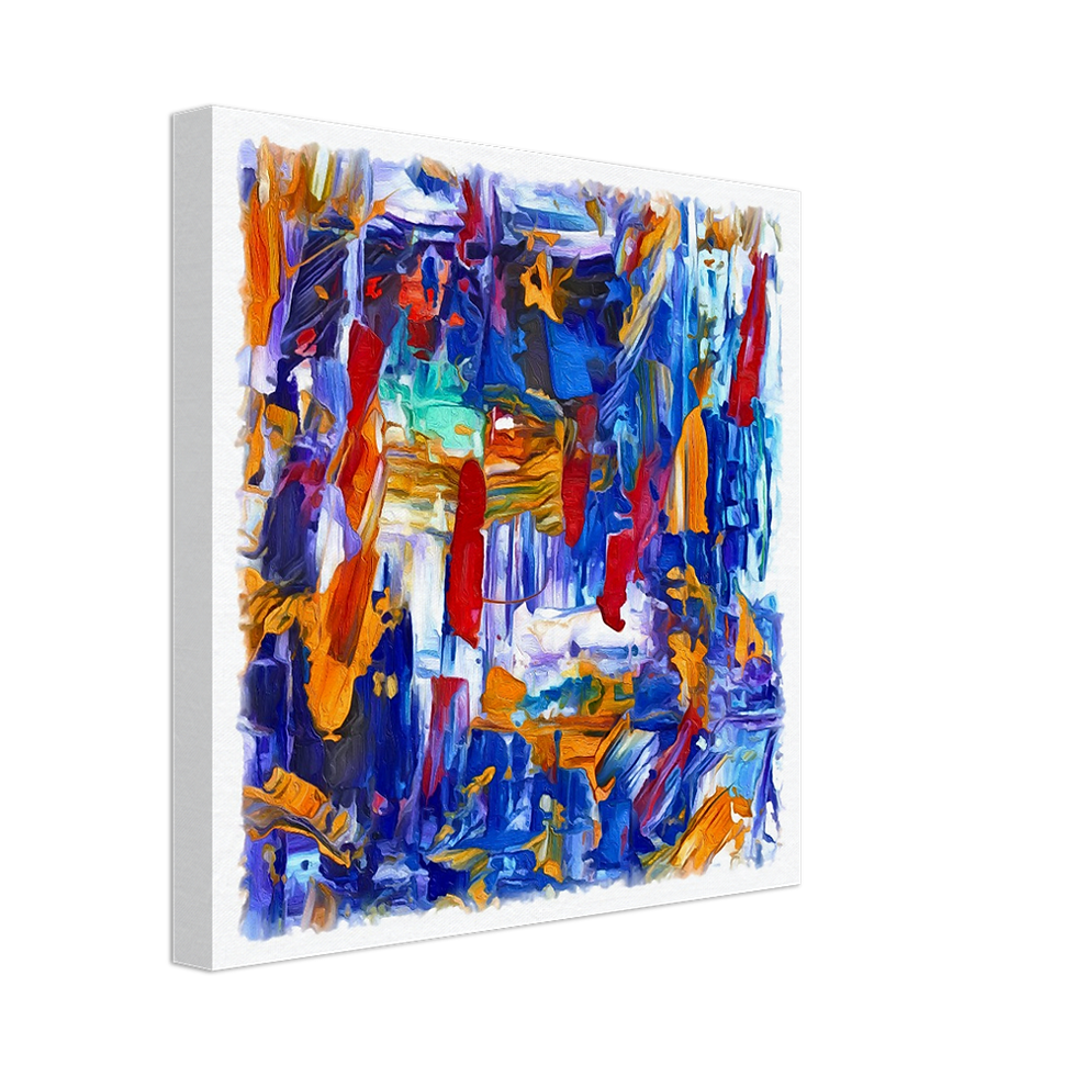 Color splash abstract artwork in red, blue, and orange – perfect for modern interior styling