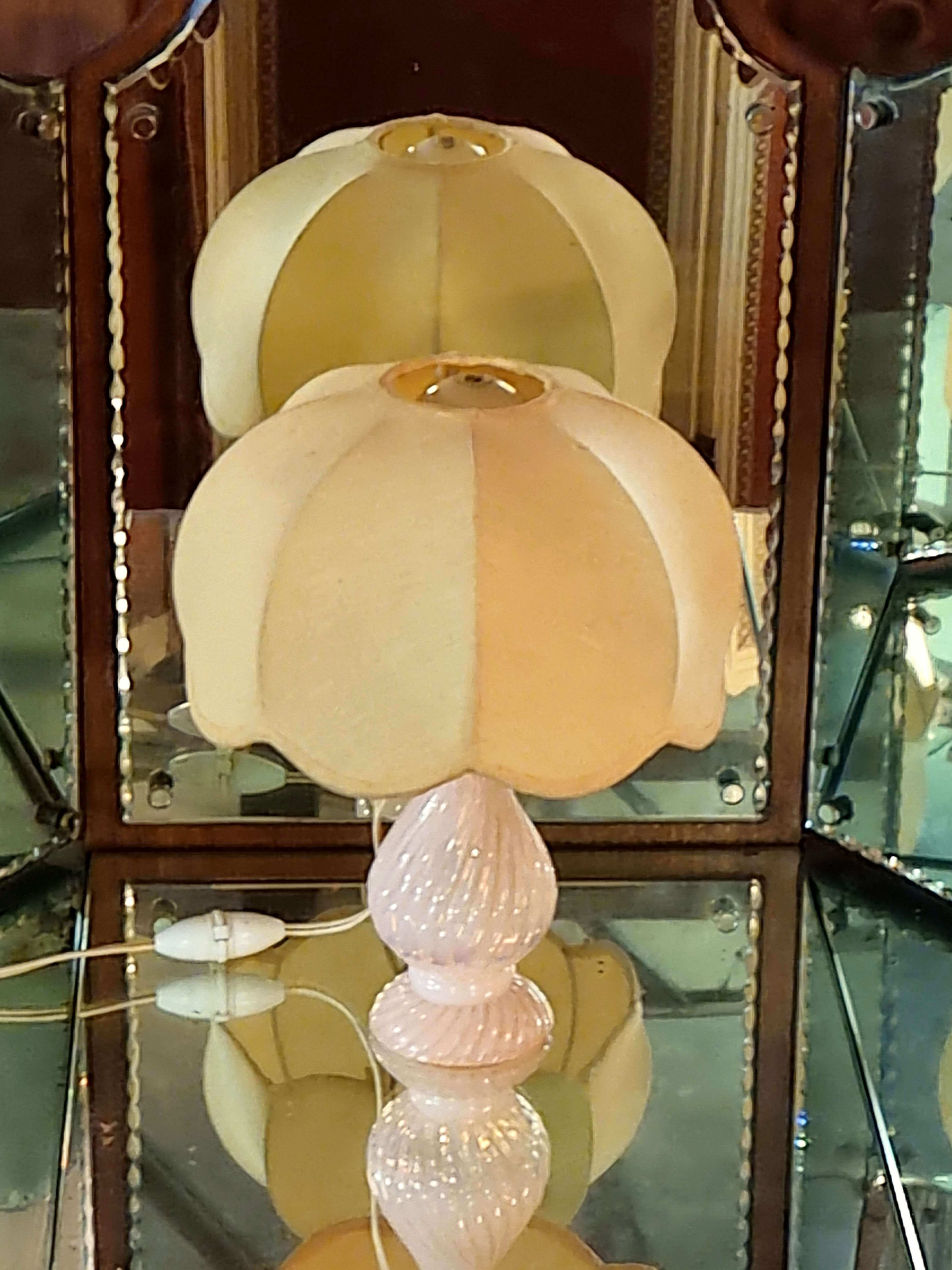 Opaline pink glass lamp