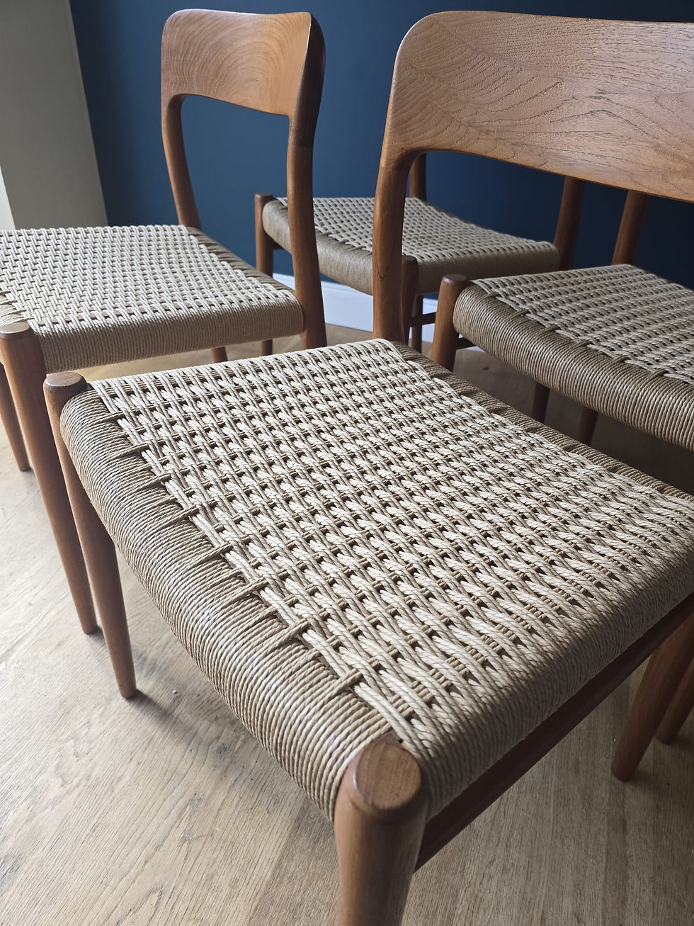 Thumbnail: Four Model 75 Dining Chairs by Niels Otto Moller