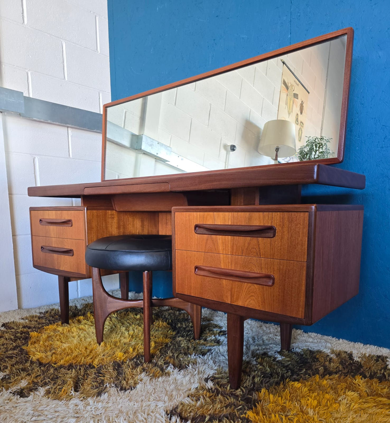 G Plan Fresco Floating Dressing Table & Newly Upholstered Stool