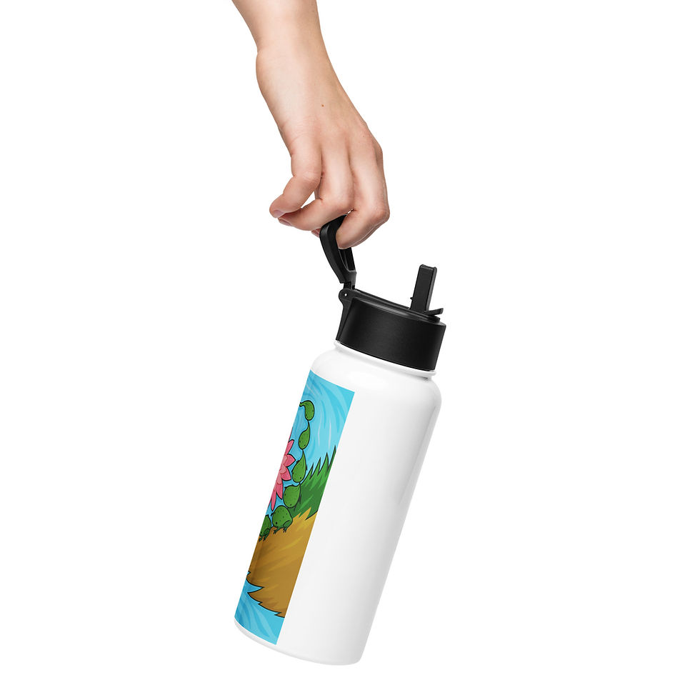 Thumbnail: Stainless steel water bottle with a straw lid