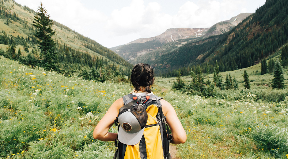 Girl Hiking in Mountains