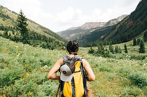 Girl Hiking in Mountains