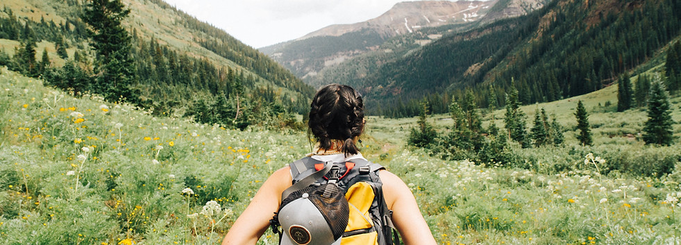 Girl Hiking in Mountains