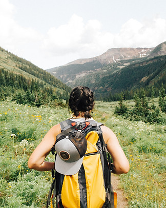 Girl Hiking in Mountains