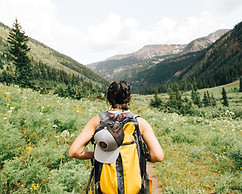 Girl Hiking in Mountains