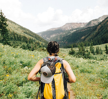 Girl Hiking in Mountains