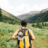 Girl Hiking in Mountains