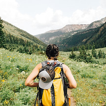 Girl Hiking in Mountains