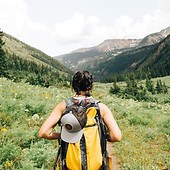 Girl Hiking in Mountains