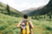Girl Hiking in Mountains