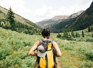 Girl Hiking in Mountains