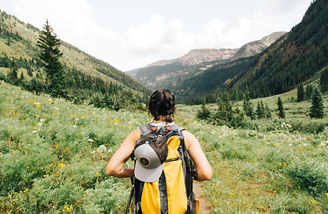 Girl Hiking in Mountains