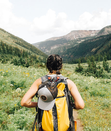 Girl Hiking in Mountains