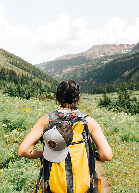 Girl Hiking in Mountains