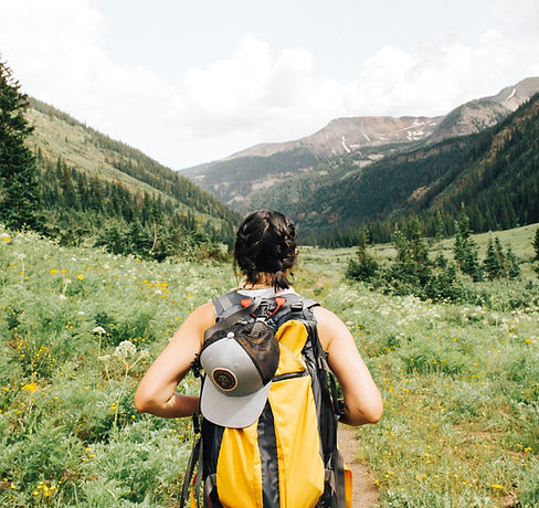 Girl Hiking in Mountains