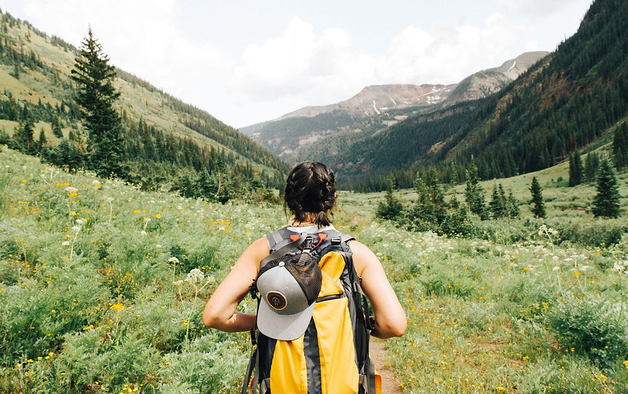 Girl Hiking in Mountains