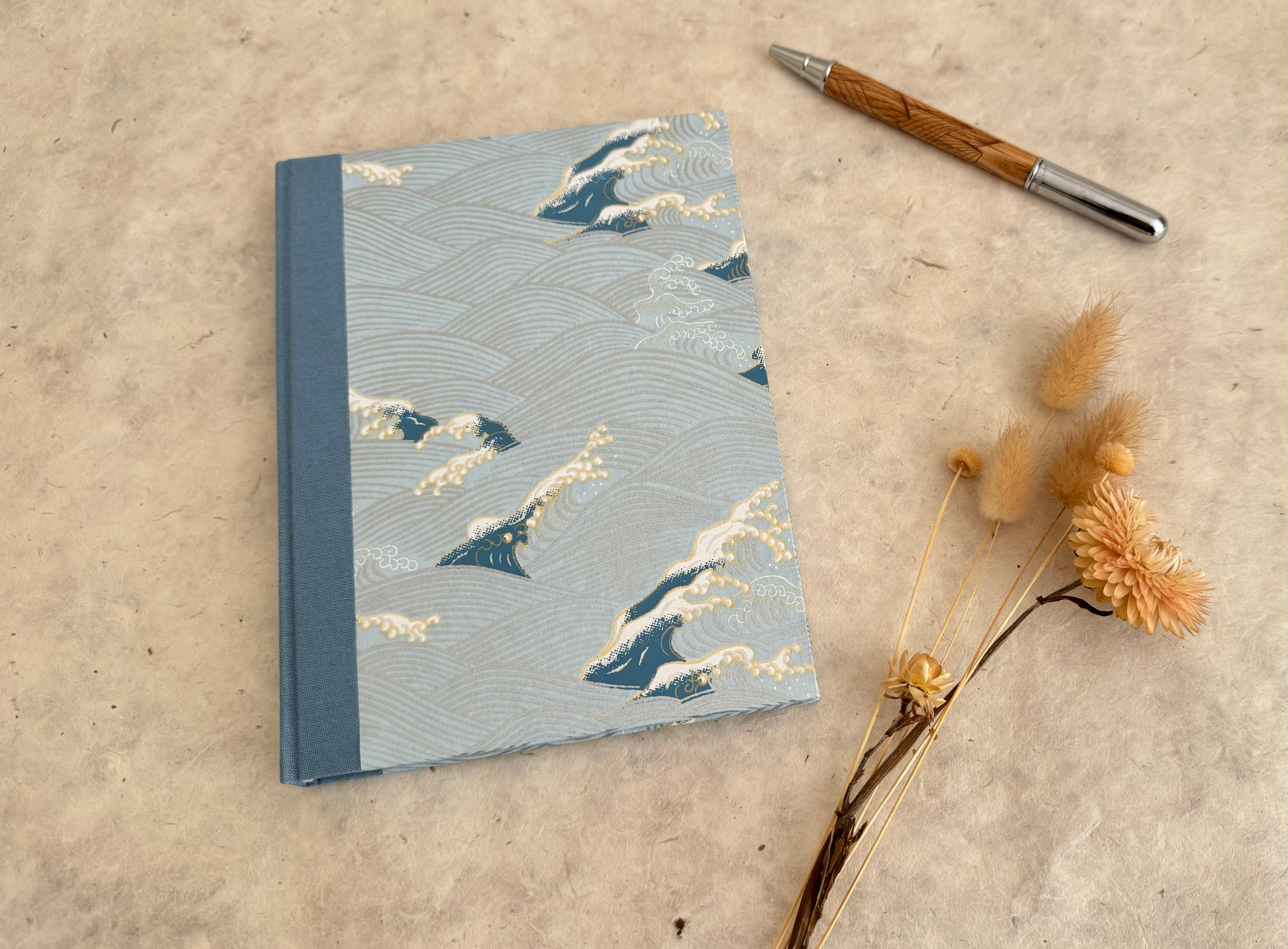 Carnet de notes moyen vagues bleues