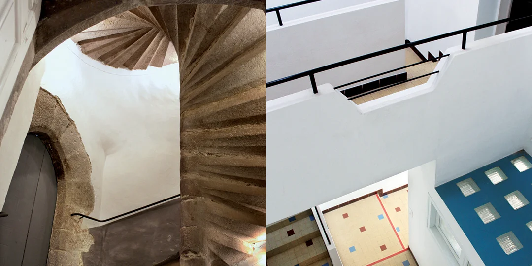 L'étonnant couvent de St Cyprien avec son escalier à vis du XVe siècle et ses aménagements des années 50.