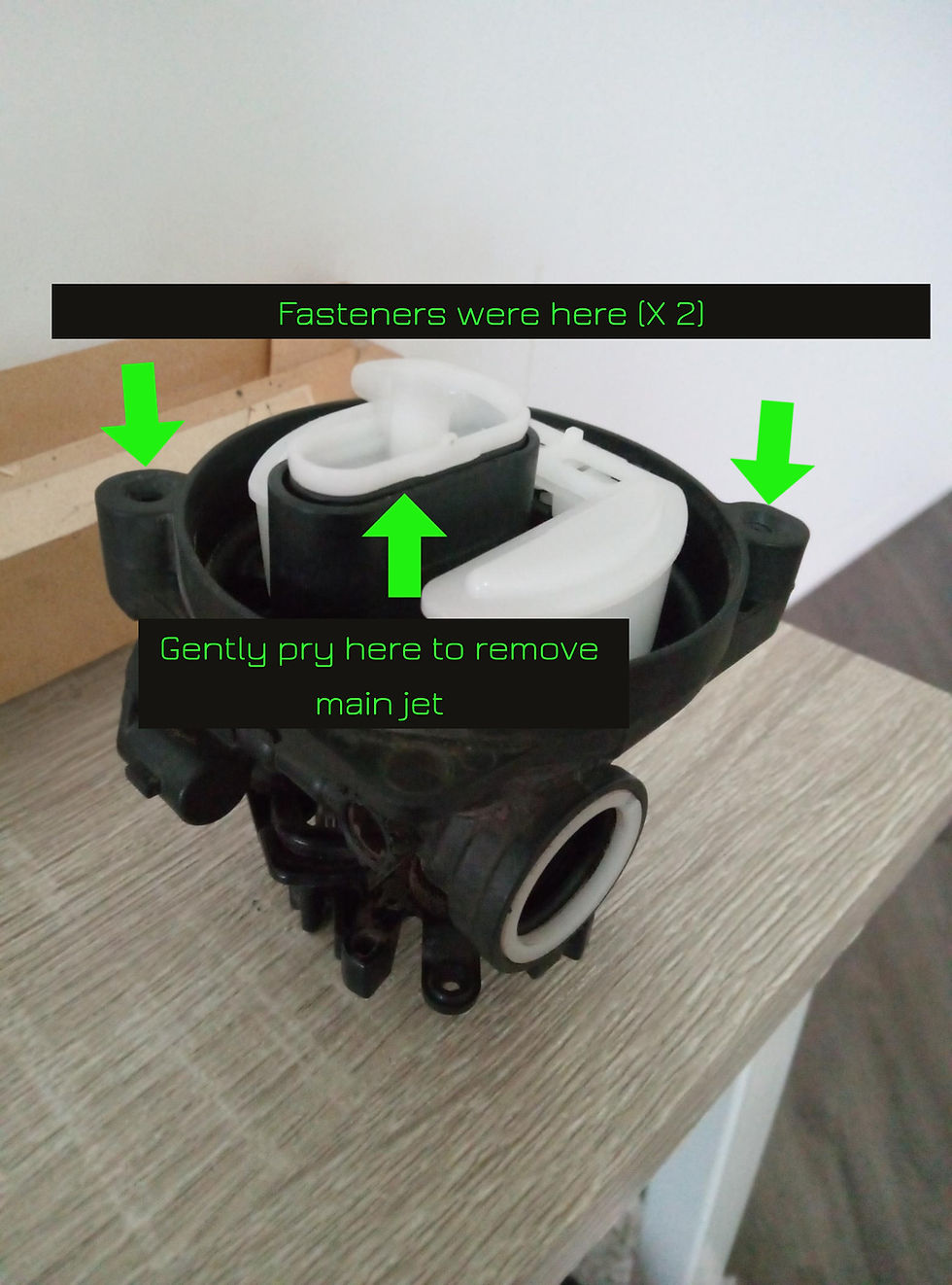 Carburetor with bowl removed