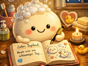 Eine Naturseife schreibt in ihr Tagebuch