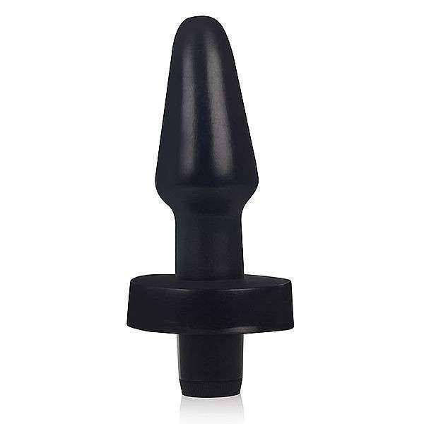 Plug Anal cônico - 12 x 4,5 cm na cor preto - com vibrador multivelocidade - PLU