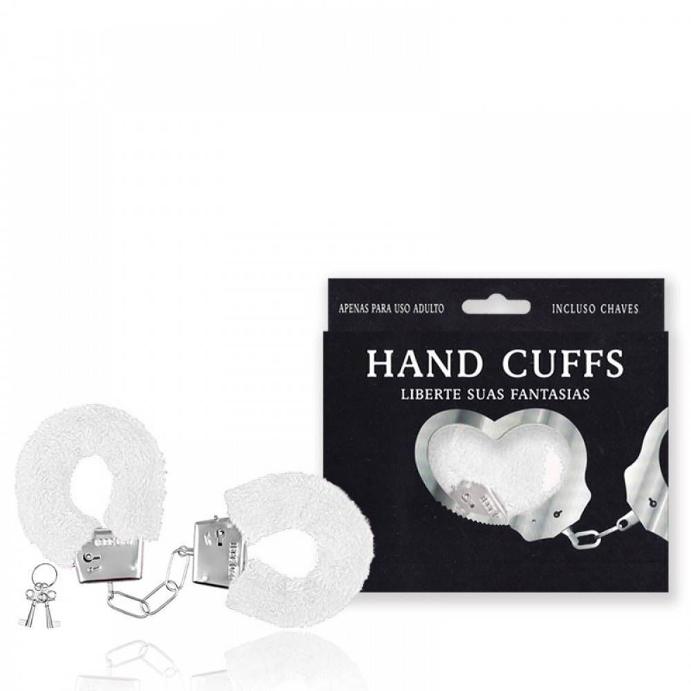 Algemas Reguláveis com Chaves e Pelúcia Branca - HANDS CUFFS