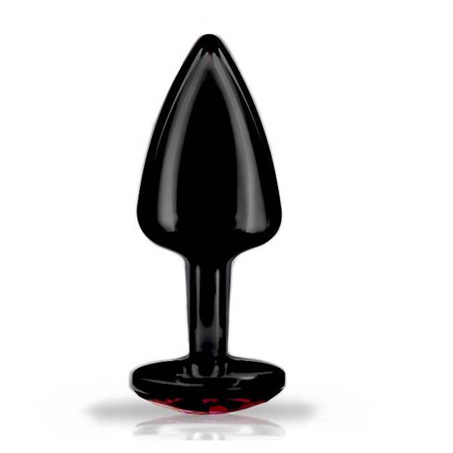 Miniatura: Plug anal em metal com pedra joia anal Preto